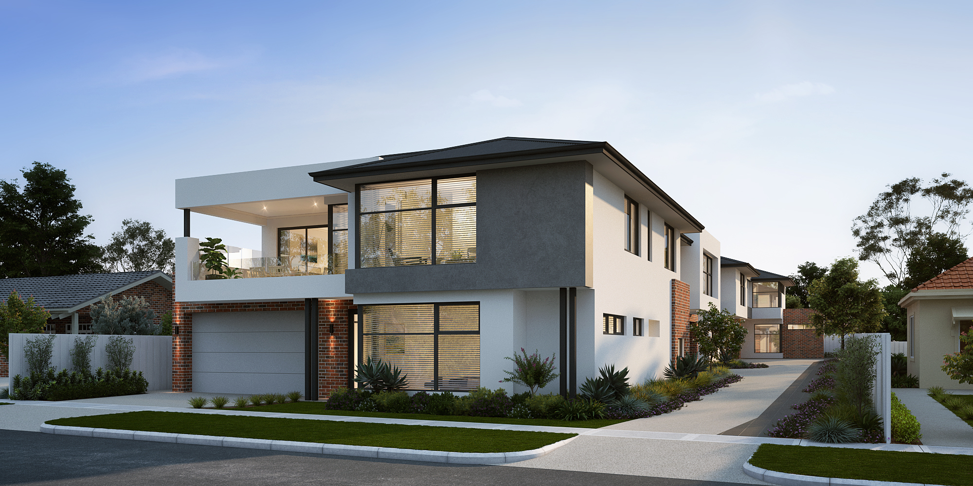 2 Storey modern townhouse Quadplex project highlight